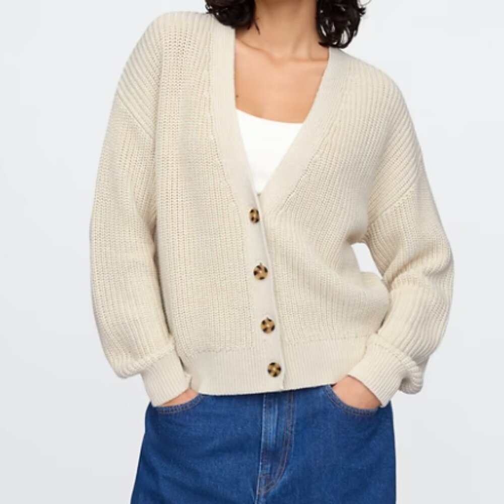 GAP - Off White/ Cream 100% Cotton 4 Button Cardigan Size S